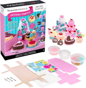 Fashion Angels Dessert Party – Air Dry Clay Kit – Makes15 Craft Recipes, a Total of 6 Colors of air-Dry Clay, with Punch Out Paper Accessories, Mini Utensil Set and More! - Ages 8 and up