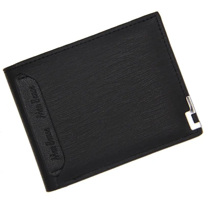 Fashion Men's	Wallet PU Leather Short Card Holder Purse for Men Luxury Designer Billfold Male