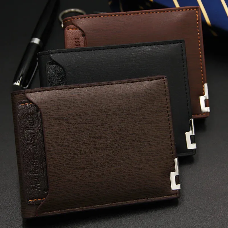 Fashion Men's	Wallet PU Leather Short Card Holder Purse for Men Luxury Designer Billfold Male