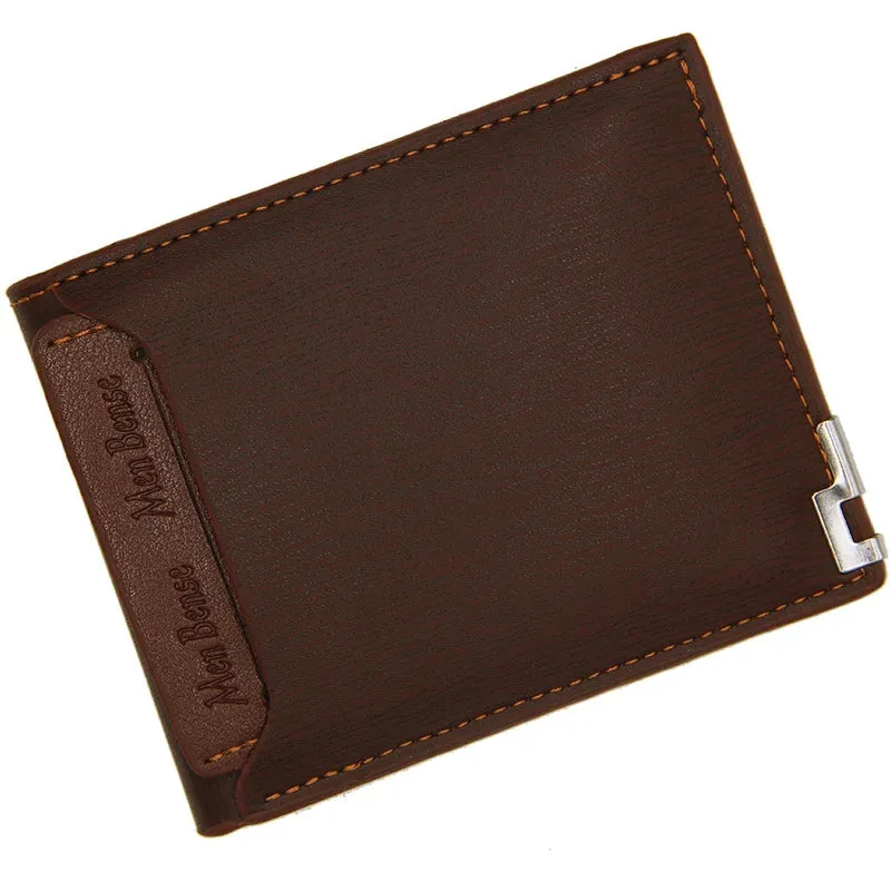 Fashion Men's	Wallet PU Leather Short Card Holder Purse for Men Luxury Designer Billfold Male