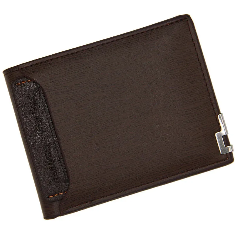 Fashion Men's	Wallet PU Leather Short Card Holder Purse for Men Luxury Designer Billfold Male
