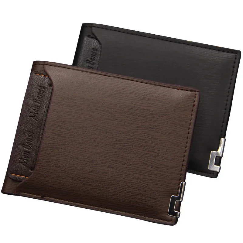 Fashion Men's	Wallet PU Leather Short Card Holder Purse for Men Luxury Designer Billfold Male