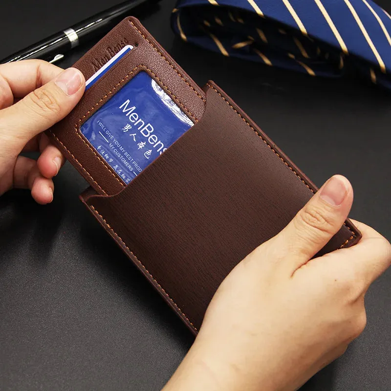 Fashion Men's	Wallet PU Leather Short Card Holder Purse for Men Luxury Designer Billfold Male