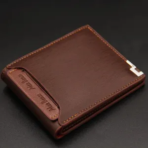 Fashion Men's	Wallet PU Leather Short Card Holder Purse for Men Luxury Designer Billfold Male