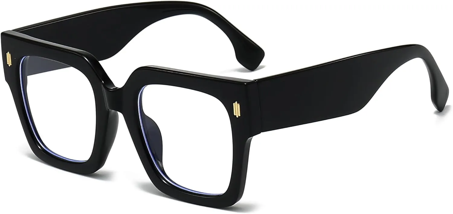 Fashion Oversized Blue Light Blocking Glasses for Women Men Trendy Big Square Frame Computer Eyeglasses