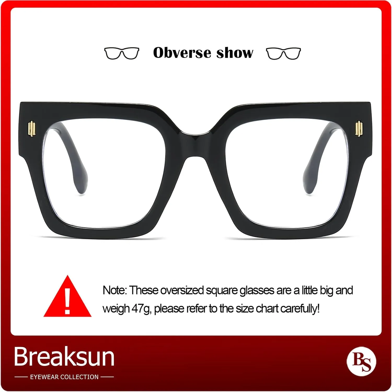 Fashion Oversized Blue Light Blocking Glasses for Women Men Trendy Big Square Frame Computer Eyeglasses