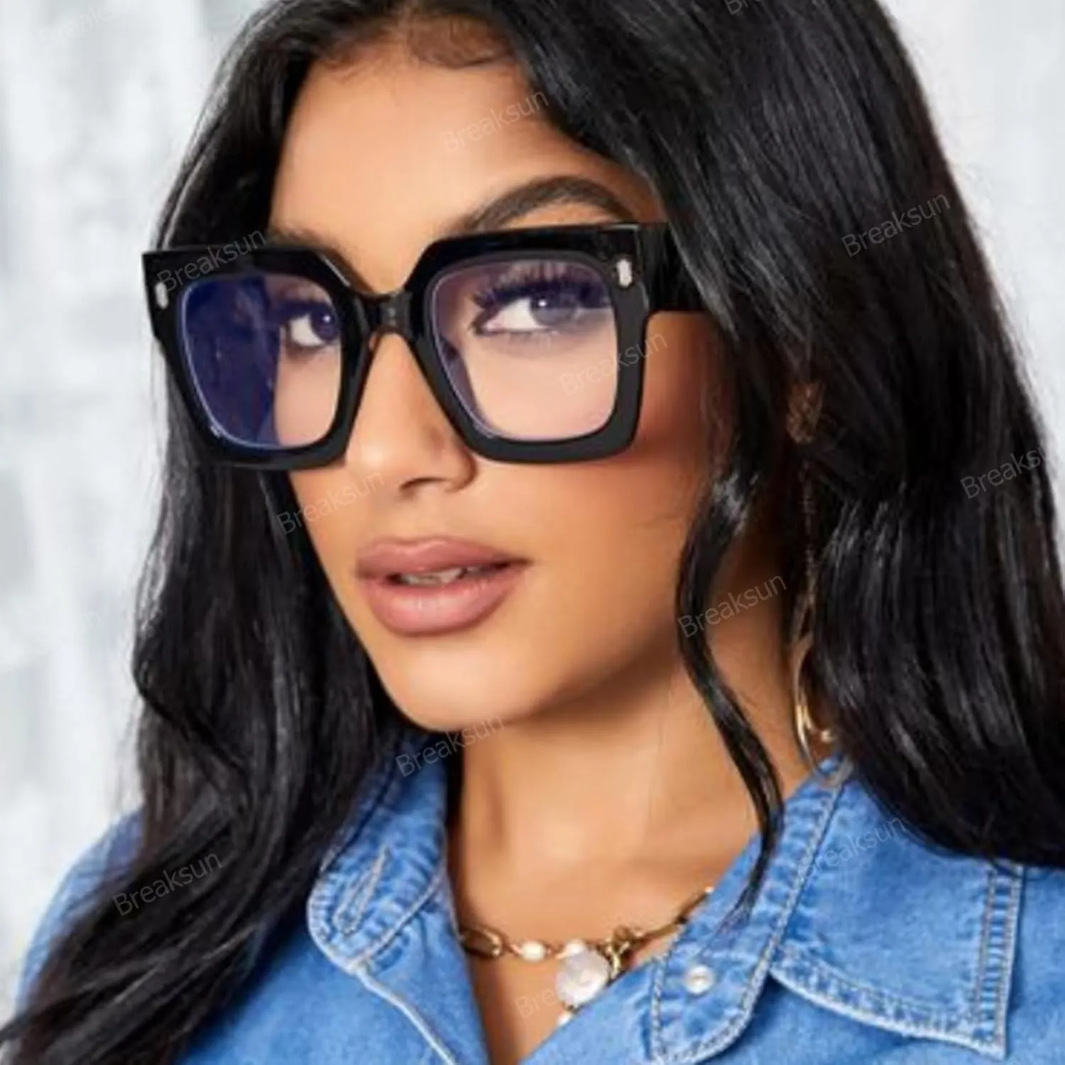 Fashion Oversized Blue Light Blocking Glasses for Women Men Trendy Big Square Frame Computer Eyeglasses