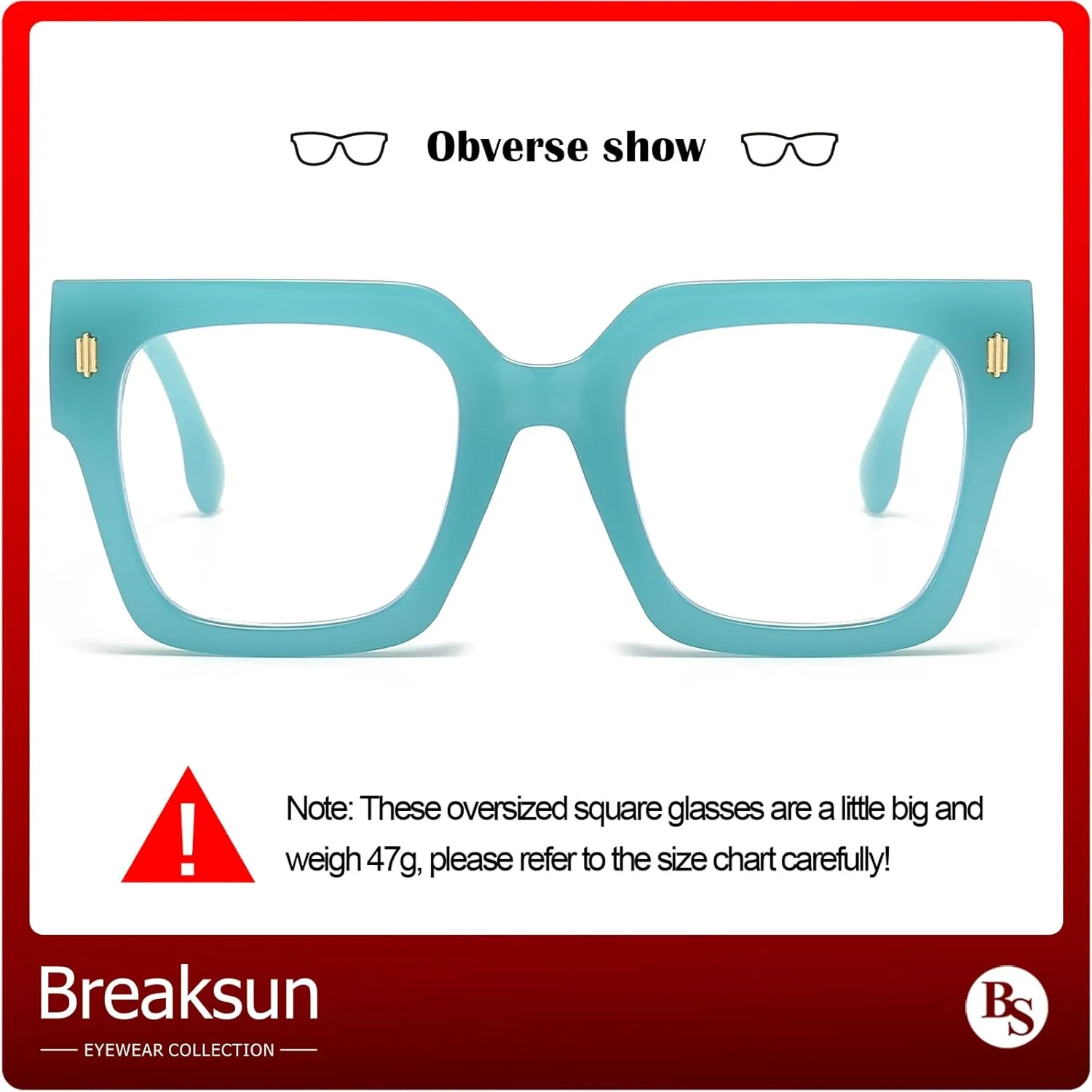 Fashion Oversized Blue Light Blocking Glasses for Women Men Trendy Big Square Frame Computer Eyeglasses