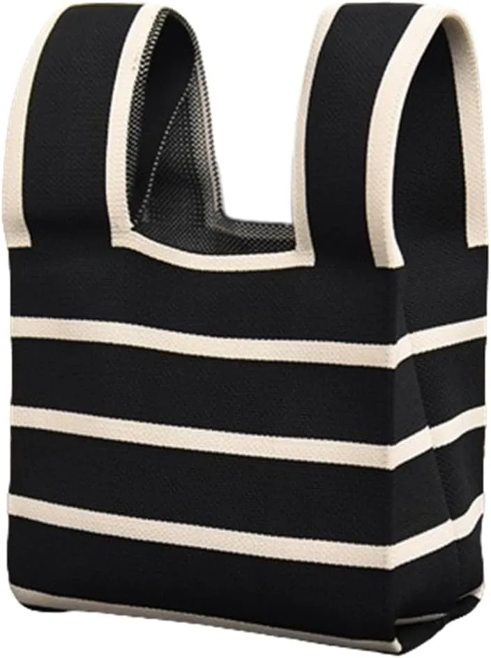 Fashion Woven Purse for Women Top-handle Shoulder Bag Soft, Woven Handbag Personalized Knit Bag with Niche Design