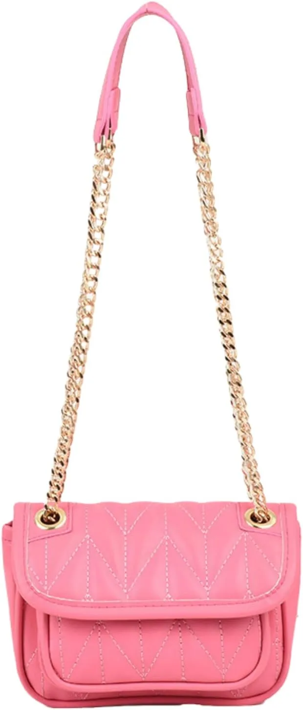 Fashionable Quilted Chain Shoulder Bag - Candy Color Women's Crossbody Purse with Dual Pockets & Magnetic Closure