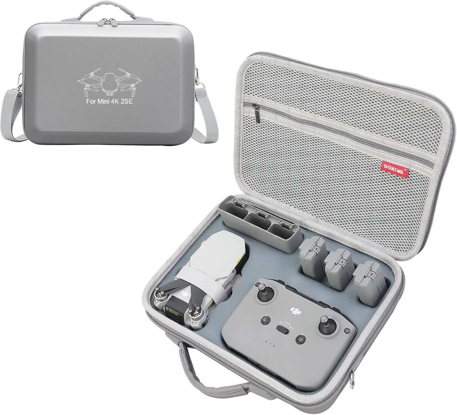 Father&I Drone Mini 4K Min 2 SE/ 2 Combo Accessories Only (Carry-ing) Case Hard Bag-s Travel for DJi Mini 4K Min 2 SE/2 Storage Protective Two Way Zipper WP Case, Grey (NOT Silicone)