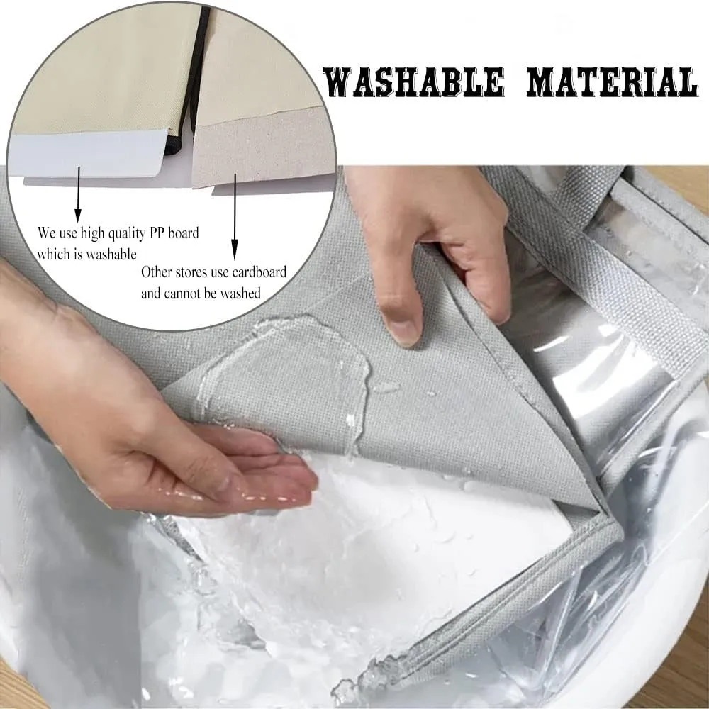 fazhongfa 2PCS Dust Bags for Handbags Clear Purse Storage Organizer Non-Woven Hanging Bag Closet with Zipper and Handle (X-Large, Light Grey)