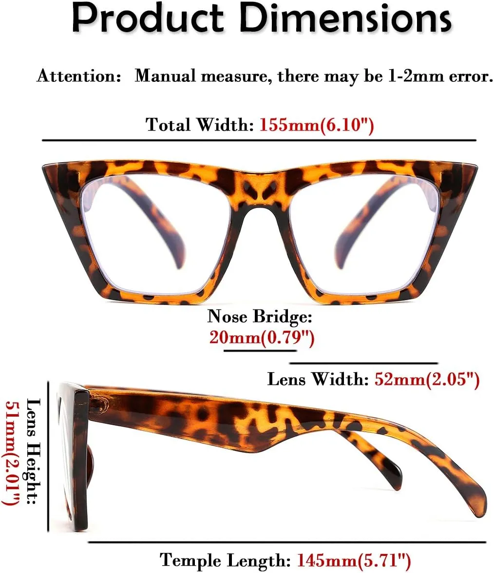 FEISEDY Square Cat Eye Reading Glasses Blue Light Blocking Women Fashion Cateye Reader Anti Glare Digital Eyestrain B2604