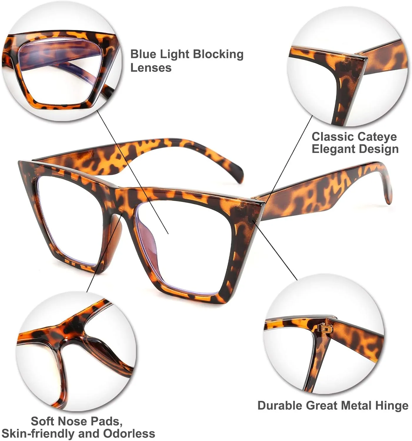 FEISEDY Square Cat Eye Reading Glasses Blue Light Blocking Women Fashion Cateye Reader Anti Glare Digital Eyestrain B2604