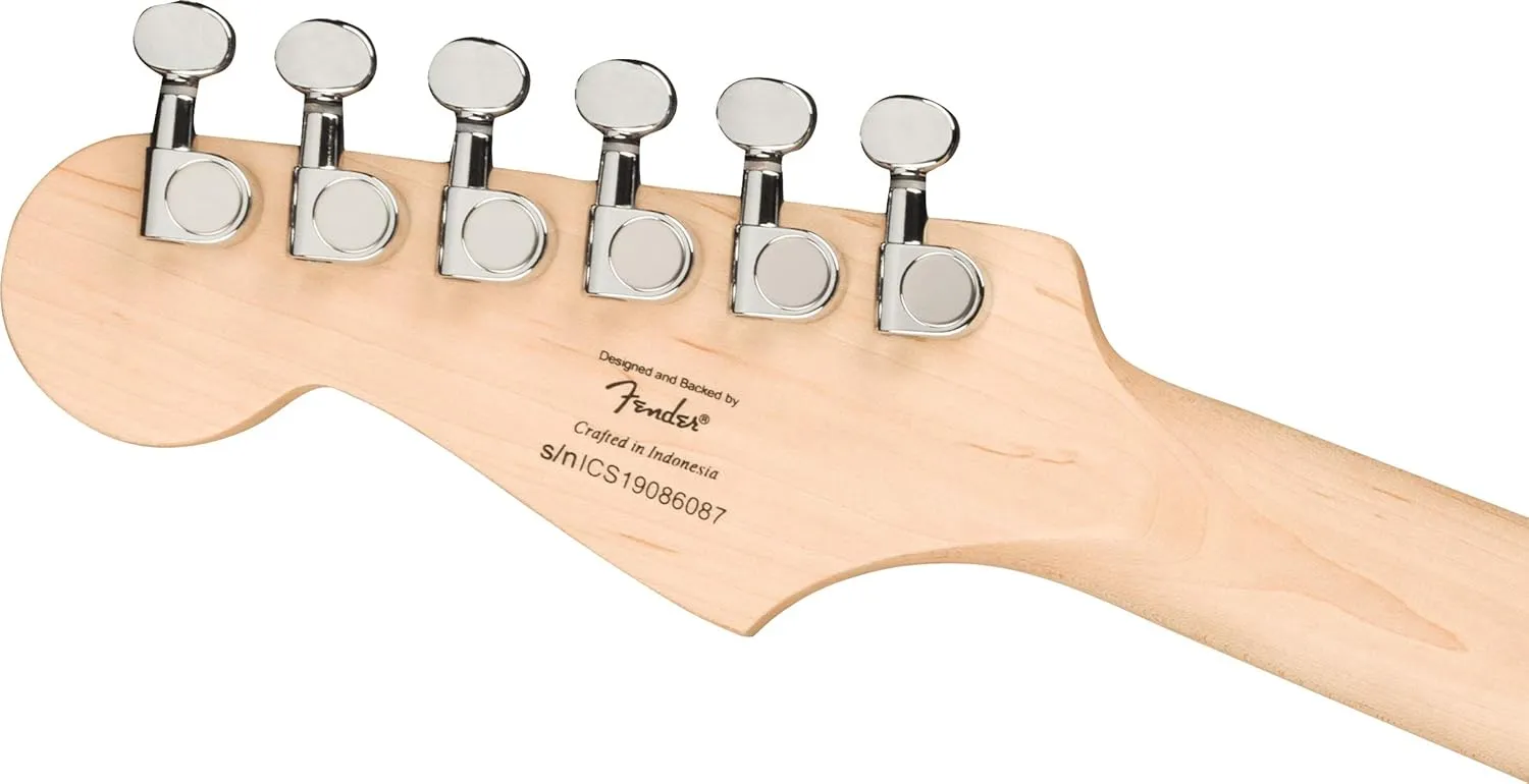 Fender Squier 3/4-Size Kids Mini Jazzmaster Electric Guitar Learn-to-Play - Olympic White Bundle with Amp, Cable, Tuner, Strap, Picks, Fender Play Online Lessons, and Austin Bazaar Instructional DVD
