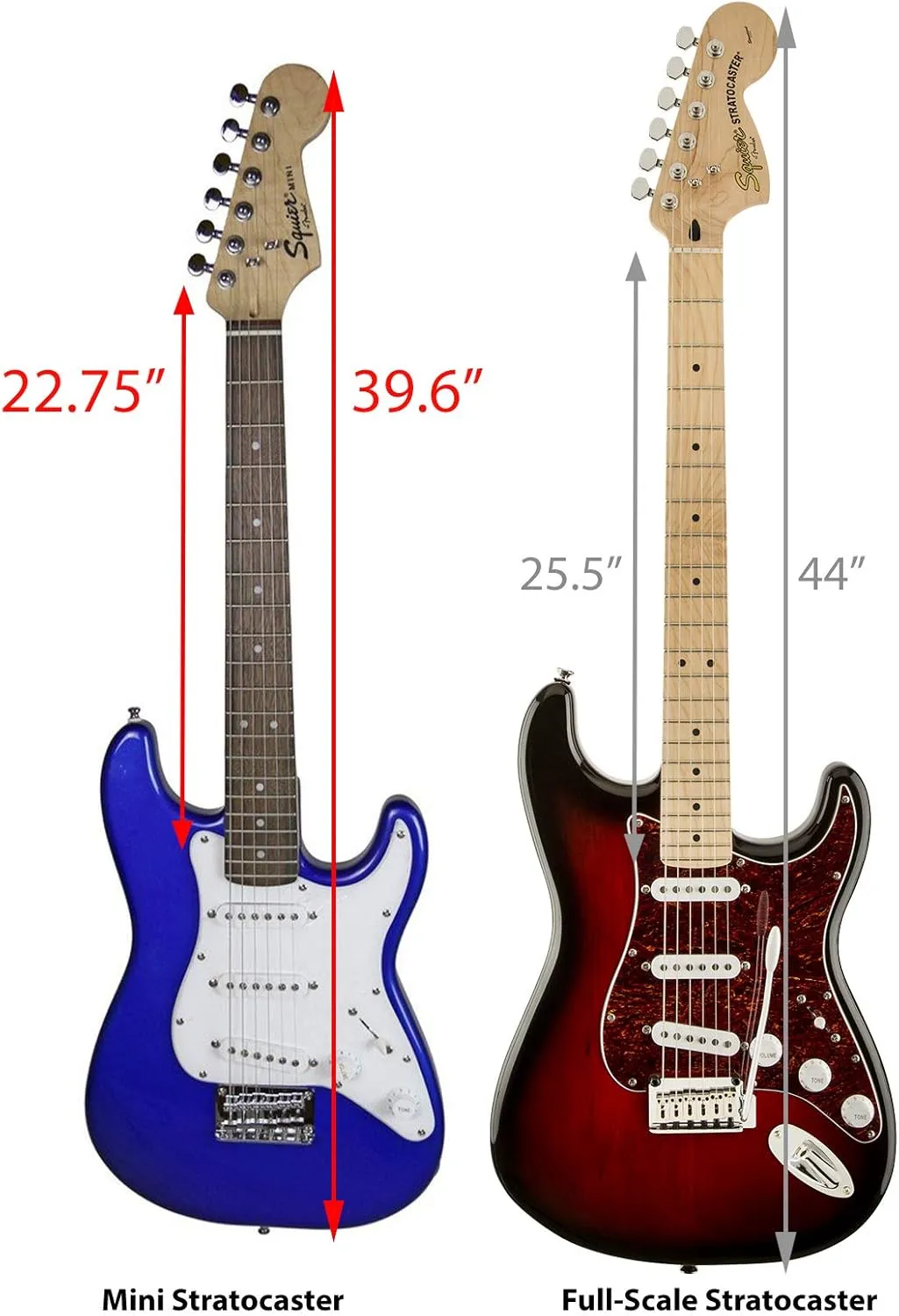 Fender Squier 3/4-Size Kids Mini Strat Electric Guitar - Imperial Blue Bundle with Amplifier, Cable, Tuner, Strap, Picks, Online Lessons, and Austin Bazaar Instructional DVD