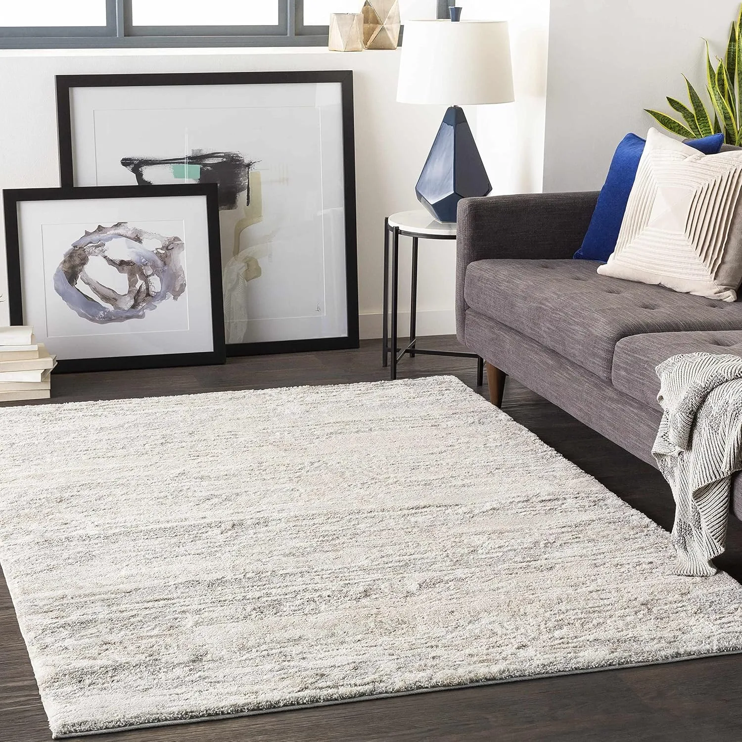 Ferrelview Contemporary Area Rug - Tan, Medium Gray, Light Gray - 5'3" Round