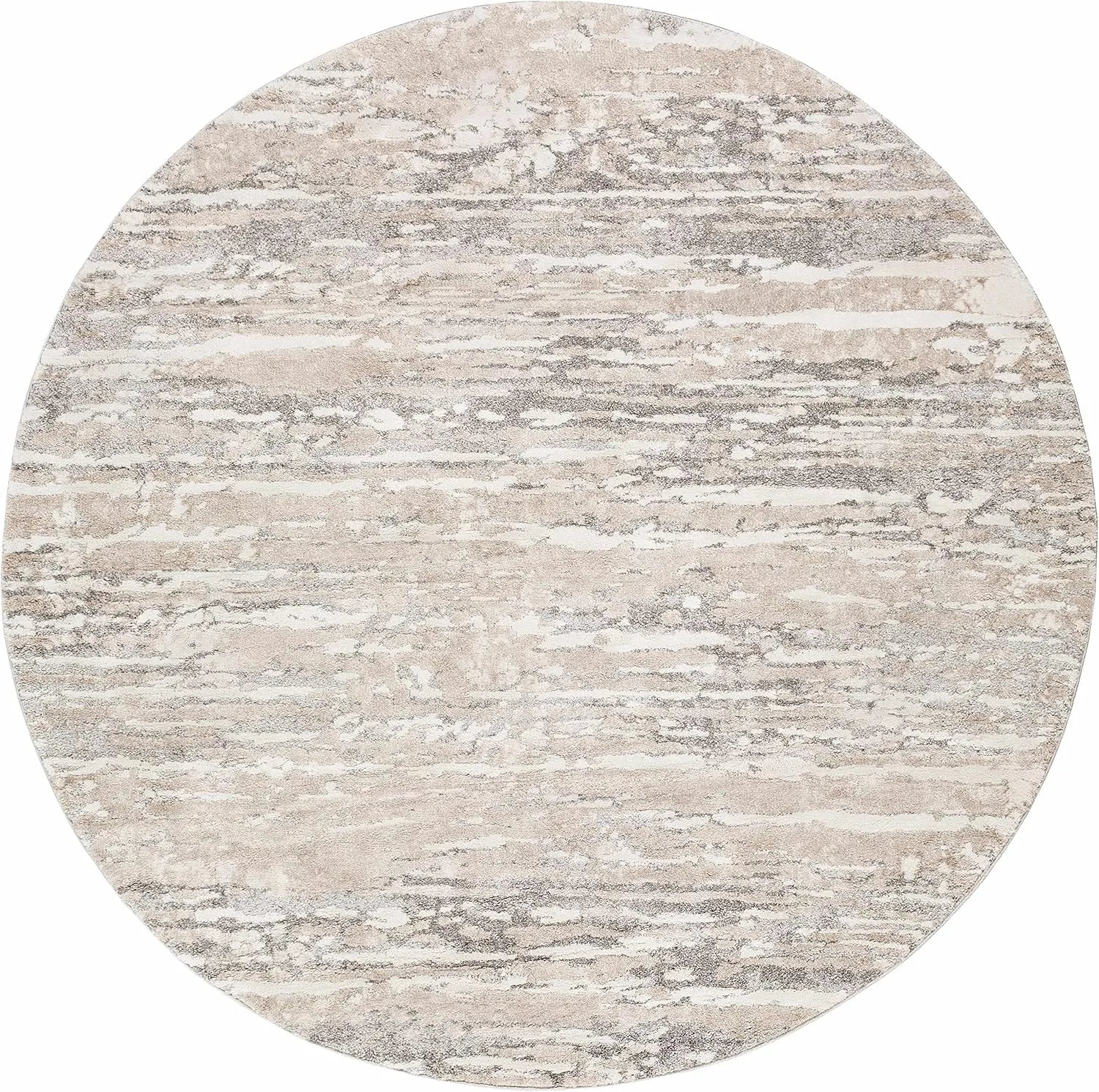 Ferrelview Contemporary Area Rug - Tan, Medium Gray, Light Gray - 5'3" Round