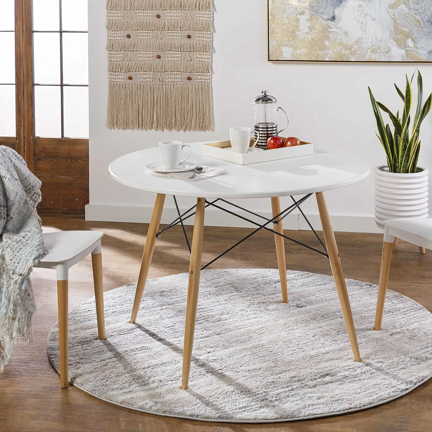 Ferrelview Contemporary Area Rug - Tan, Medium Gray, Light Gray - 5'3" Round