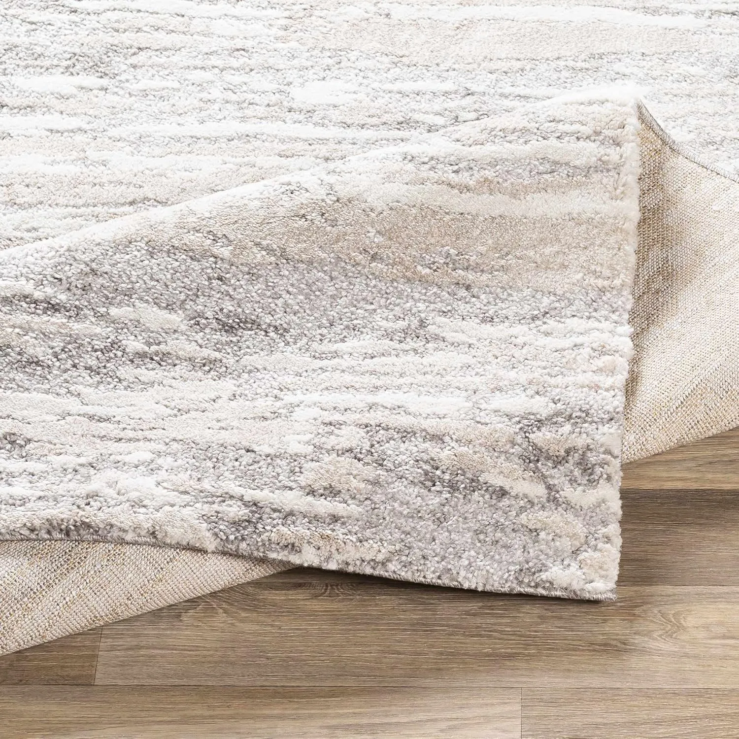 Ferrelview Contemporary Area Rug - Tan, Medium Gray, Light Gray - 5'3" Round