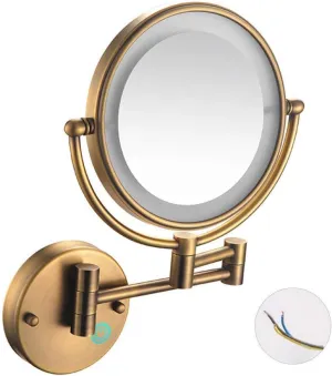 FIDEMM Vanity Mirror,Bathroom Makeup Mirror Wall Mounted Led 8 Inch 10X Magnification (Color : Antique Copper, Size : 7X)