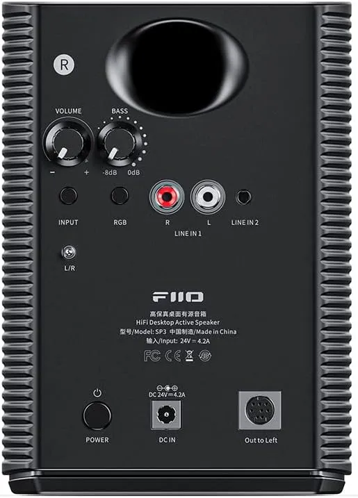 FiiO SP3 Powered HiFi Active Desktop Speakers - 80W Stereo Computer Speakers and Home Music Sound System with AUX Audio/RCA, 2-Way (Black)