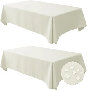 Fitable 2 Pack Textured Table Cloth for Rectangle Table - 52 x 70 inch, Beige - Waterproof Heavy Duty Fabric Tablecloth, Jacquard Decorative Table Cover for Dinner Party Banquet Event