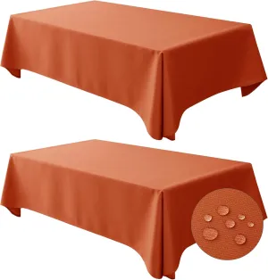 Fitable 2 Pack Textured Table Cloth for Rectangle Table - 52 x 70 inch, Rust - Waterproof Heavy Duty Jacquard Fabric Tablecloth, Thanksgiving Decorative Table Cover for Dinner Party Banquet Event