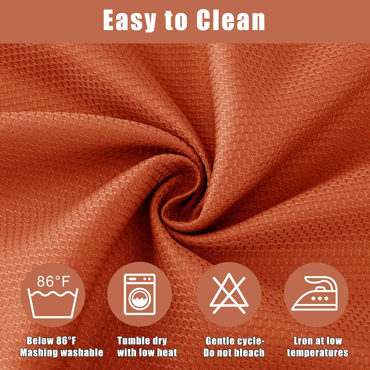 Fitable 2 Pack Textured Table Cloth for Rectangle Table - 52 x 70 inch, Rust - Waterproof Heavy Duty Jacquard Fabric Tablecloth, Thanksgiving Decorative Table Cover for Dinner Party Banquet Event