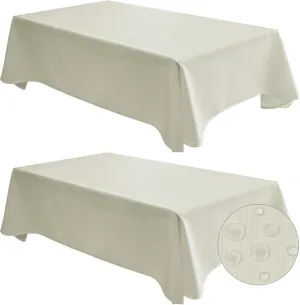 Fitable Ivory Stripe Texture Tablecloth, 2 Pack - 52 x 70 inch - Water and Wrinkle Resisitant Fabric Table Cloth, Rectangle Table Cover for Parties Event Banquet Dinner Holiday