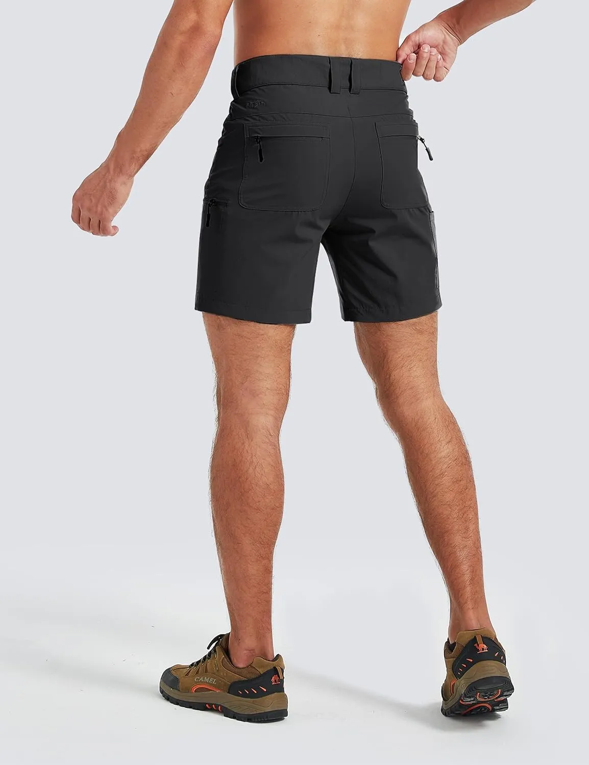 FitsT4 Sports Mens Shorts 7 Inch Inseam Stretch Water Resistant Hiking Cargo Shorts with Elastic Waistband