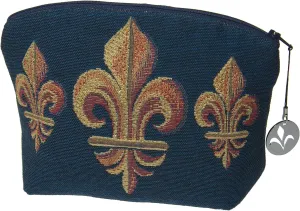 Fleur De LYS Blue Purse Tapestry Handbag - 8 in. x 6 in. Cotton by Charlotte Home Furnishings