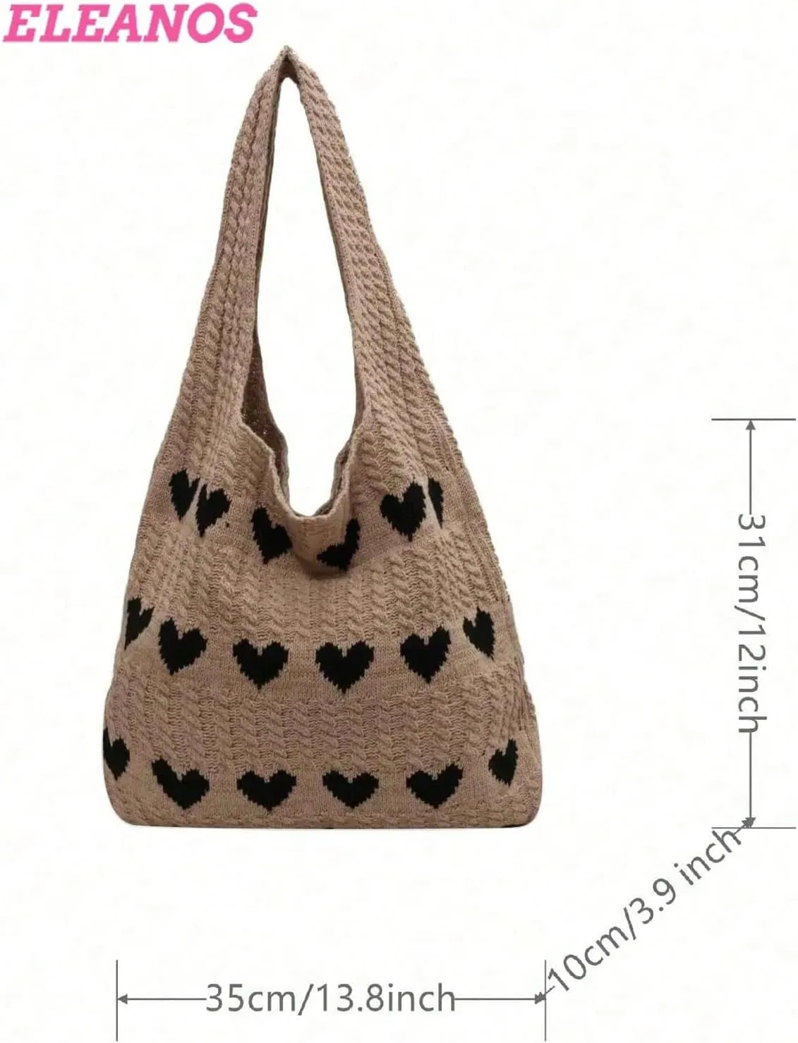 Floerns Women's Heart Crochet Shoulder Tote Bag Holiday Aesthetic Knitted Hobo Handbags