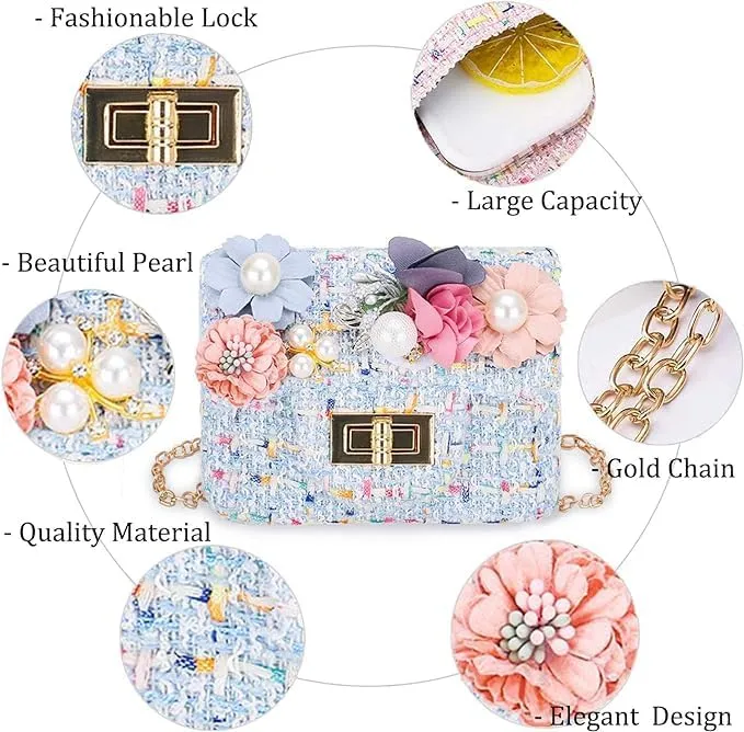 Flower Girls' Small Handbags (Blue)