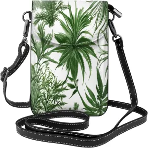 Flowering Herbs and Herbaceous Plants Print crossbody cell phone purse for women,trendy mini handbag with credit card slots