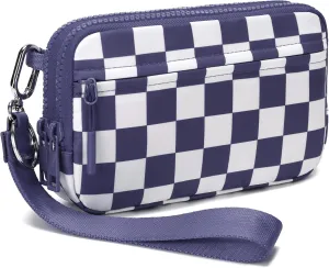 FODOKO Wristlet wallets for women Nylon Quilted Wallet with 4 Zippers,Travel Credit Card,Holder Cell Phone Organizer,coin purse