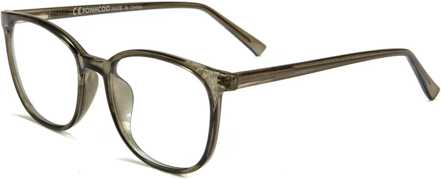 FONHCOO Blue Light Blocking Glasses Fashion Round TR90 Frame Transparent Eyewear Anti UV Computer Glasses for Women Men