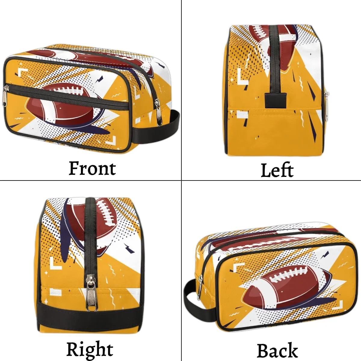 Football Travel Toiletry Bag for Boys Men, Waterproof Hanging Dopp Kit for Women, Shaving Bag with Large Capacity for Travel,Sports Shower (Yellow)