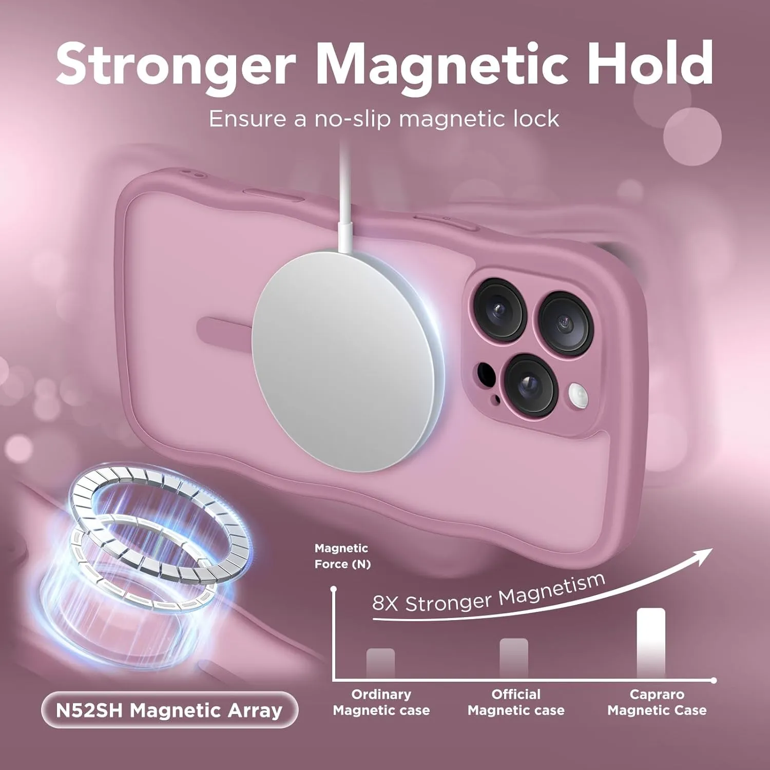 for iPhone 16 Pro Case for Women Girls, Upgraded [Full Camera Protection] [Compatible with MagSafe] Cute Wave Translucent Matte Phone Case for iPhone 16 Pro, Black Currant