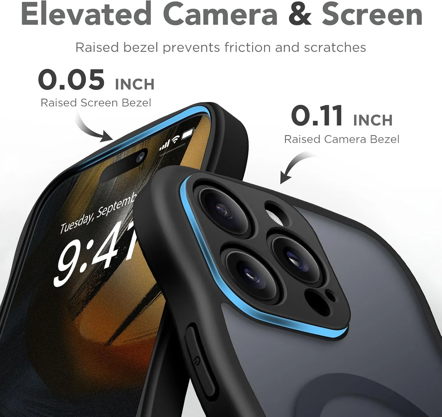 for iPhone 16 Pro Case for Women Girls, Upgraded [Full Camera Protection] [Compatible with MagSafe] Cute Wave Translucent Matte Phone Case for iPhone 16 Pro, Black