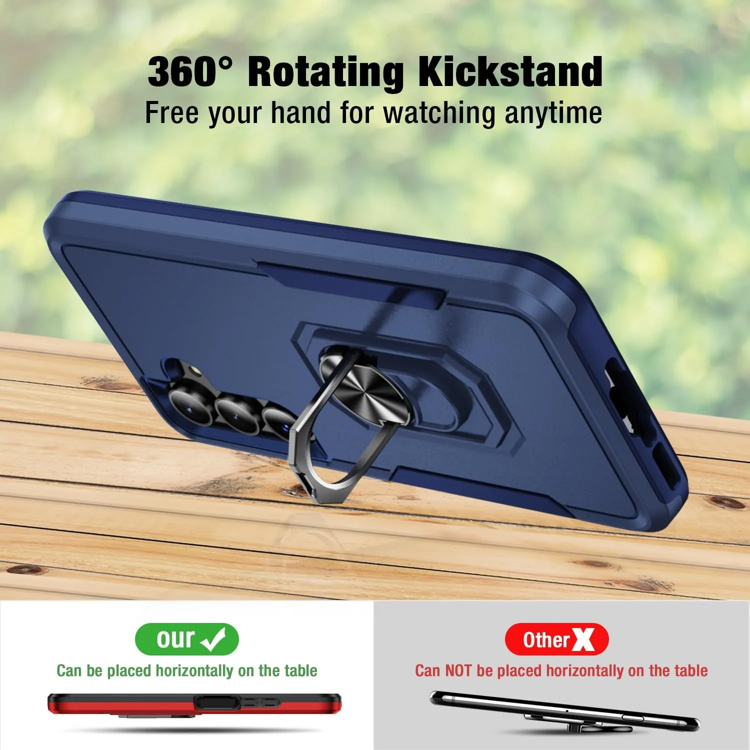 for Samsung Galaxy A35 5G Phone Case [15 FT Military Grade Drop Protection] with 2X Tempered Glass Screen Protector, Heavy-Duty Shockproof Kickstand Case for Samsung Galaxy A35 5G (Dark Blue)