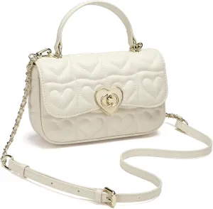 FOXLOVER Small Quilted Crossbody Bags for Women Trendy Women's Shoulder Handbags Heart-shaped Twist Button Lightweight