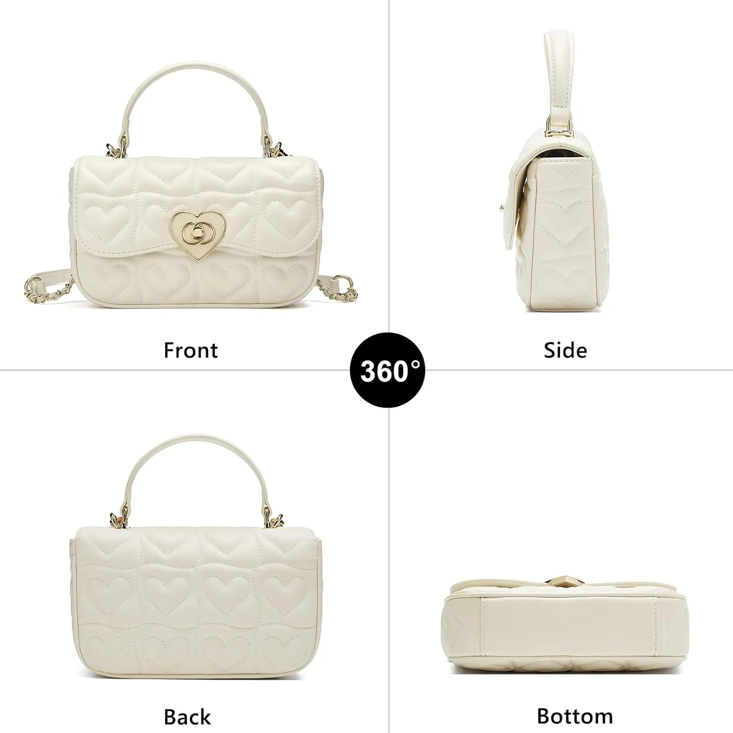 FOXLOVER Small Quilted Crossbody Bags for Women Trendy Women's Shoulder Handbags Heart-shaped Twist Button Lightweight