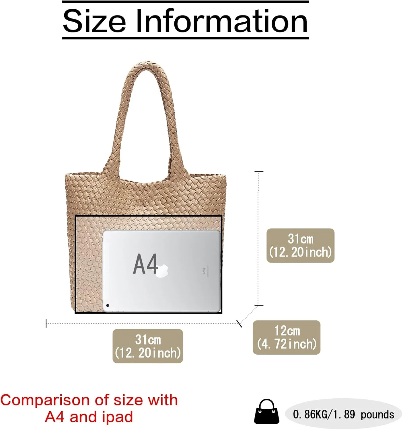 FOXLOVER Woven Tote Bag for Women Large Vegan Leather Top Handle Handbag purse Includes Inner Bag
