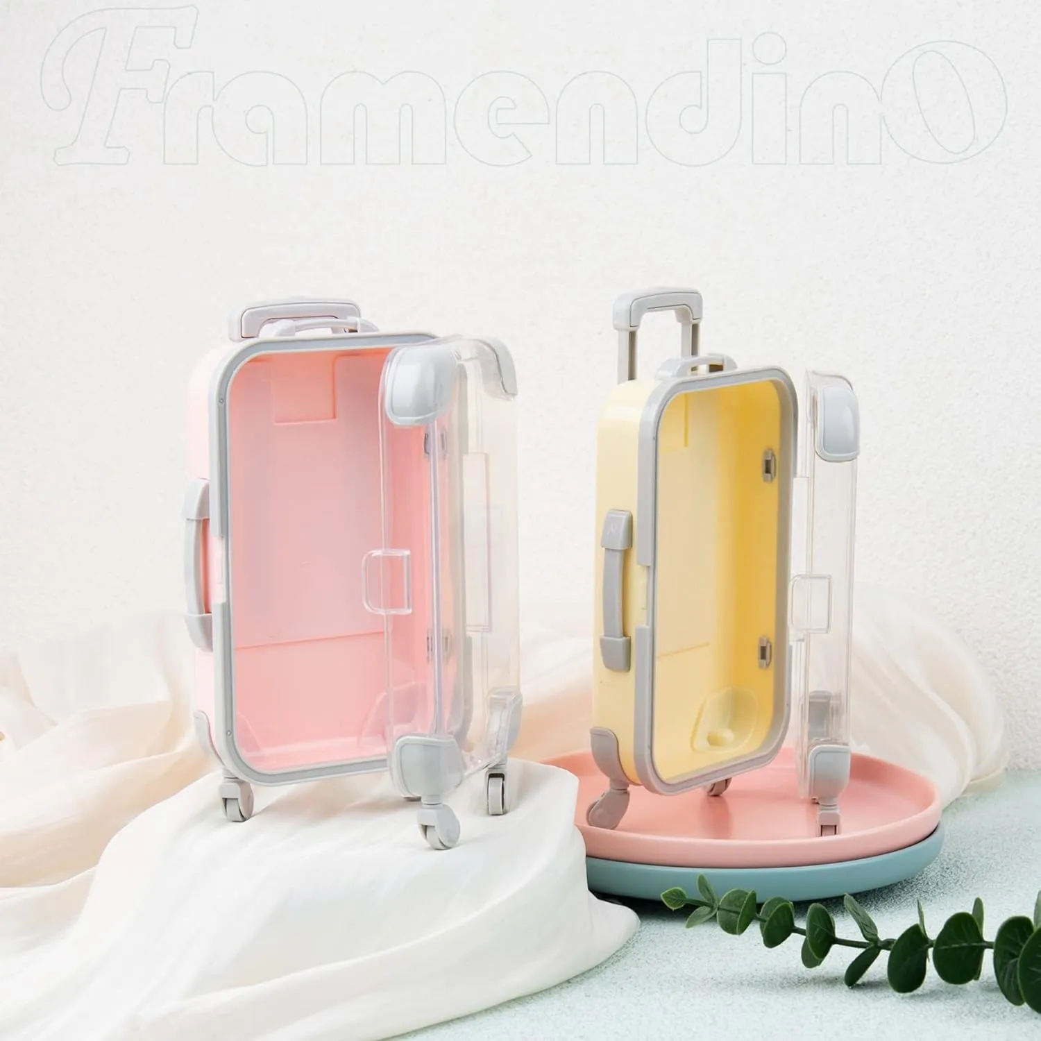 Framendino, 10 Pack Storage Box Luggage Packaging Candy Suitcase Mini Trolley Empty Case Tools (9 Colors)
