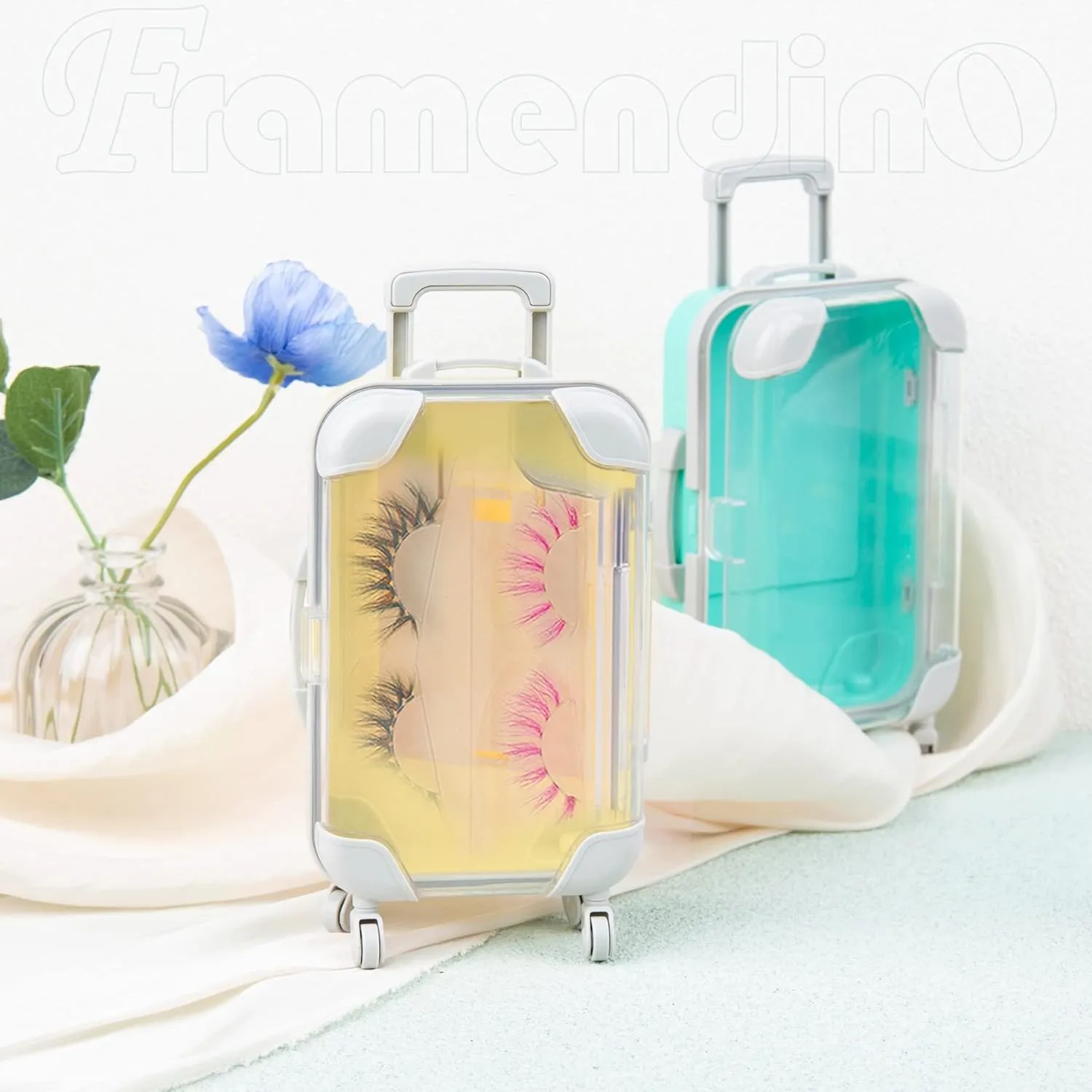 Framendino, 10 Pack Storage Box Luggage Packaging Candy Suitcase Mini Trolley Empty Case Tools (9 Colors)