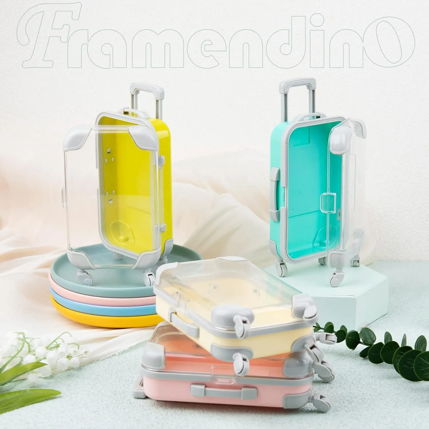 Framendino, 10 Pack Storage Box Luggage Packaging Candy Suitcase Mini Trolley Empty Case Tools (9 Colors)