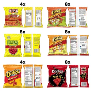 Frito Lay Flamin' Hot Mix, 6 Flavor Single Serve Cheetos, Doritos, Chester's & Funyuns Variety Pack, 40 Count (Pack of 2)