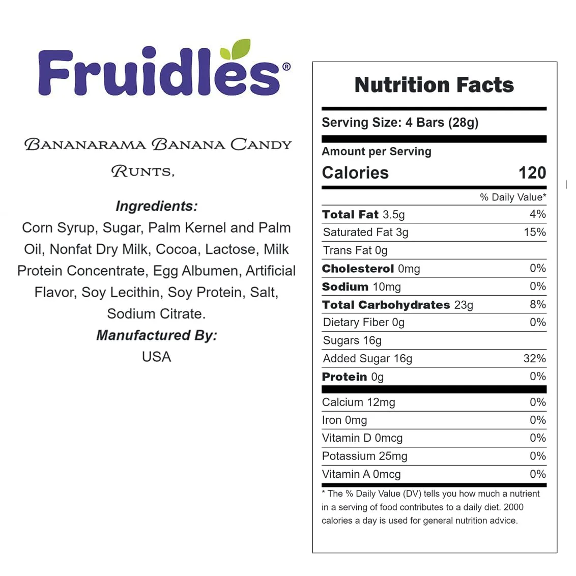 Fruidles Bananarama Banana Candy Runts, Hard Candy Treats, Kosher Certified, Family Size Party Bag (Yellow Banana Runts, 2 Pounds)