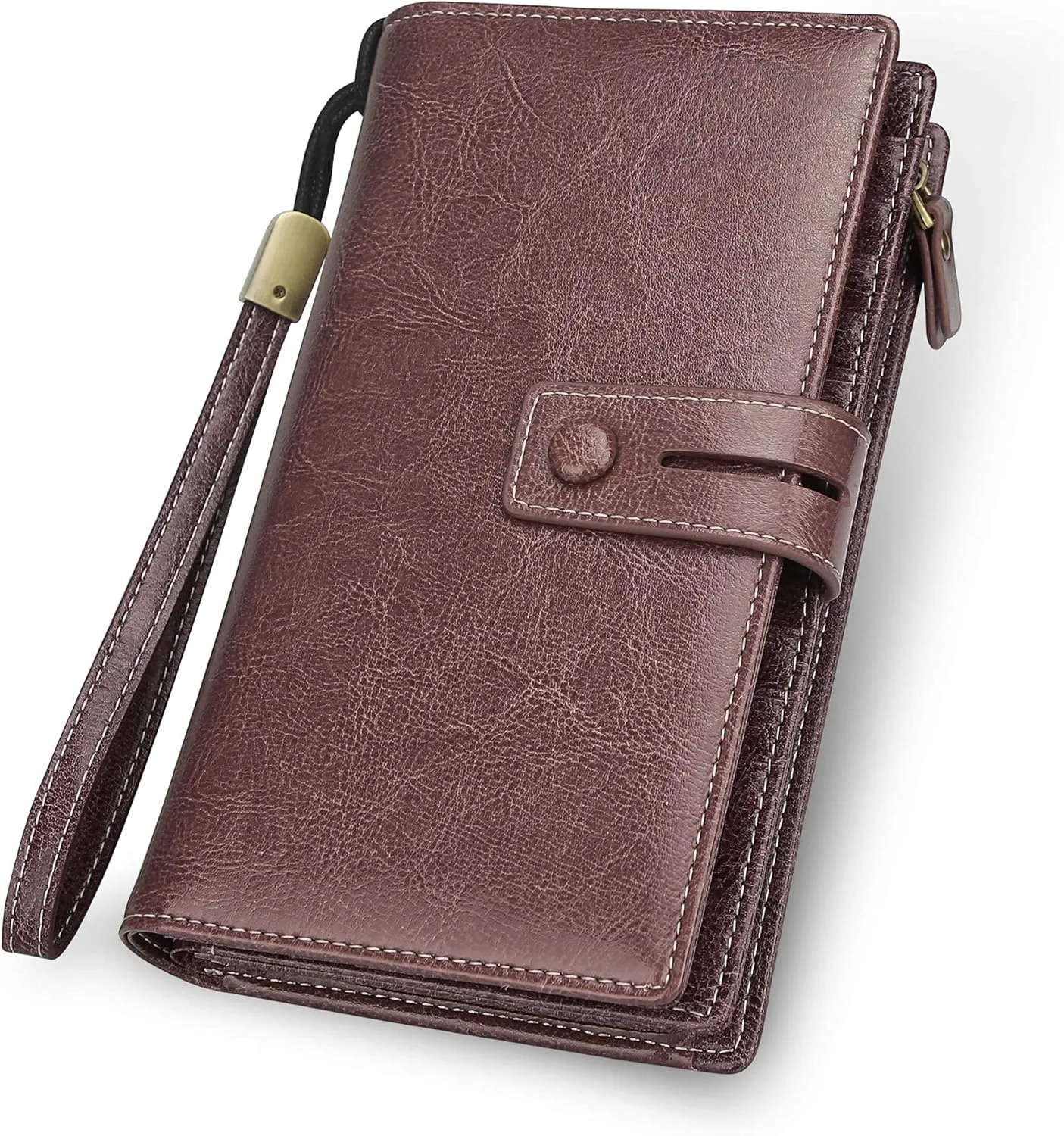 FT FUNTOR Women's Big Fat RFID Blocking Wallet Leather Zip Around Clutch Large Phone Organizer Wristlet